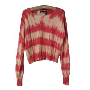 DKNY Jeans Tie Dye Sweater Hot Pink and White Size Tag Missing Fits Like a Med